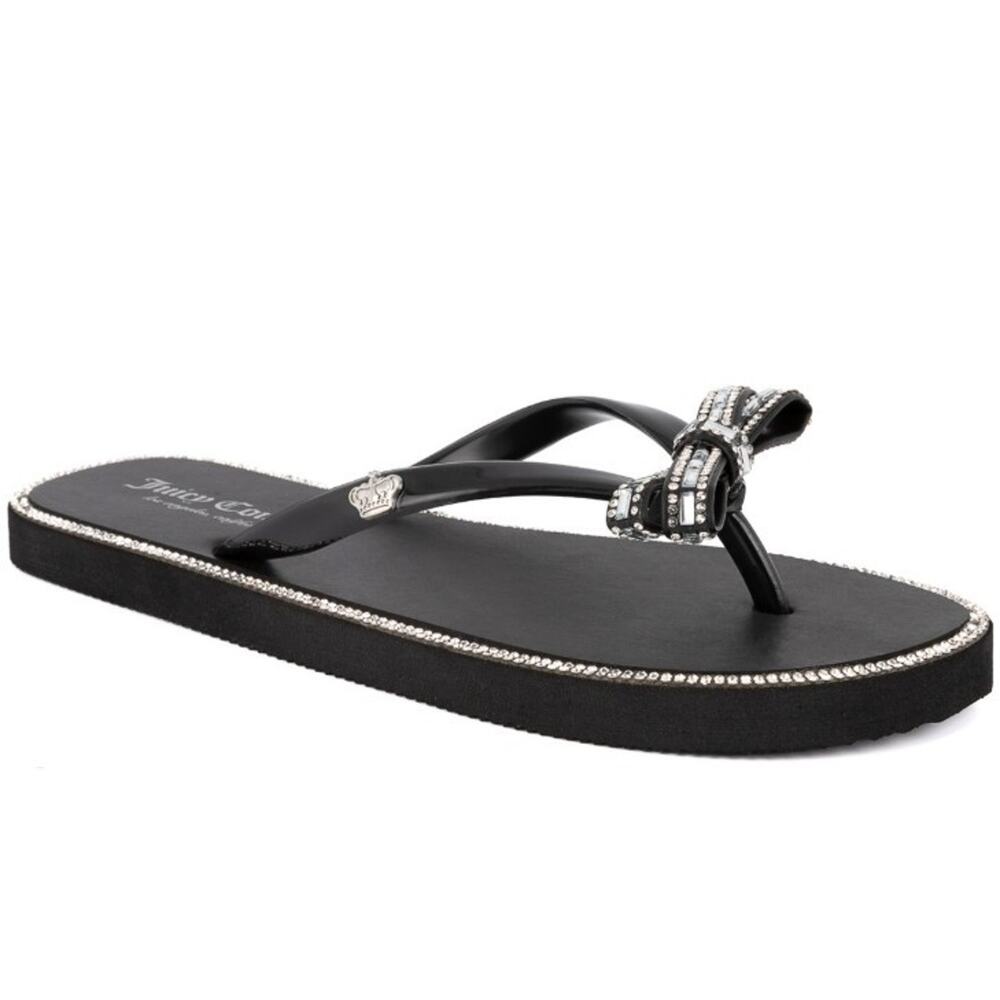 Juicy Couture Women's Sierra Bow Flip Flops Black Size 9